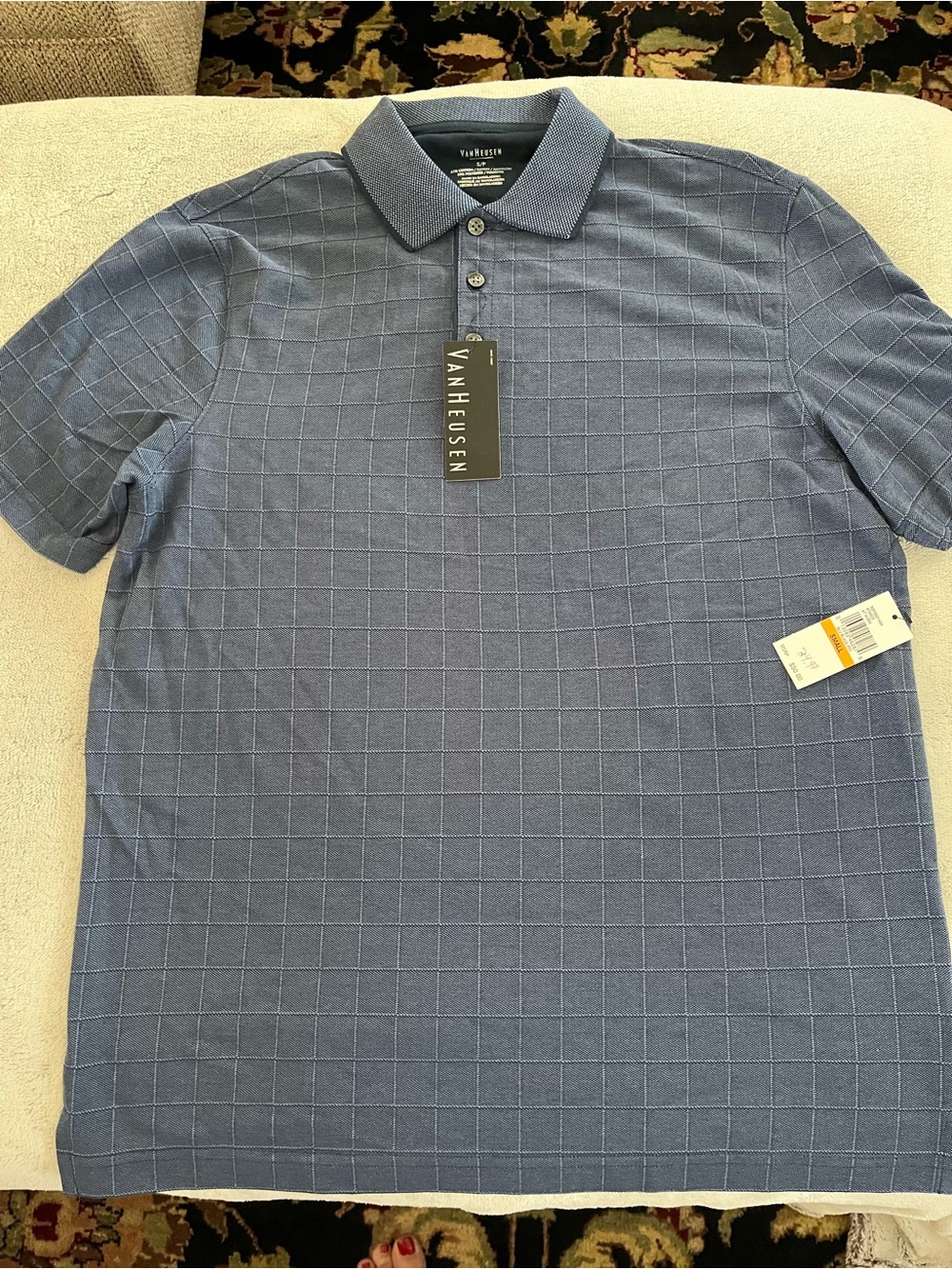 Van Heusen Men’s Blue Windowpane Polo